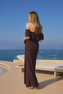Angela – brown maxi dress in Spanish style