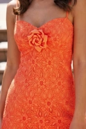 Essence - Orange mini dress with heart neckline, detachable rose and adjustable straps