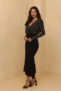 Taruna - Black midi dress with brocade