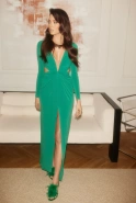Sinem - smaragdgrünes Maxikleid mit Drapierung