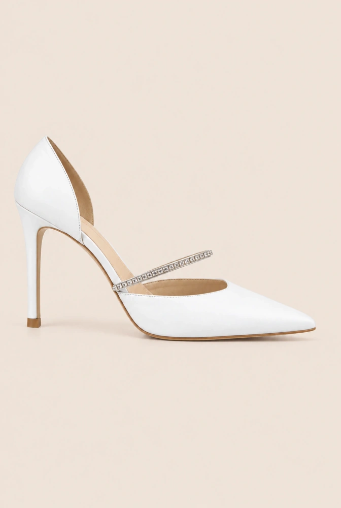 Dreams - weiße Stilettos mit Zirkonen verziert