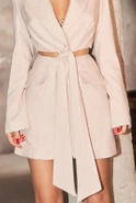 Haike - Classic navy dress in beige melange