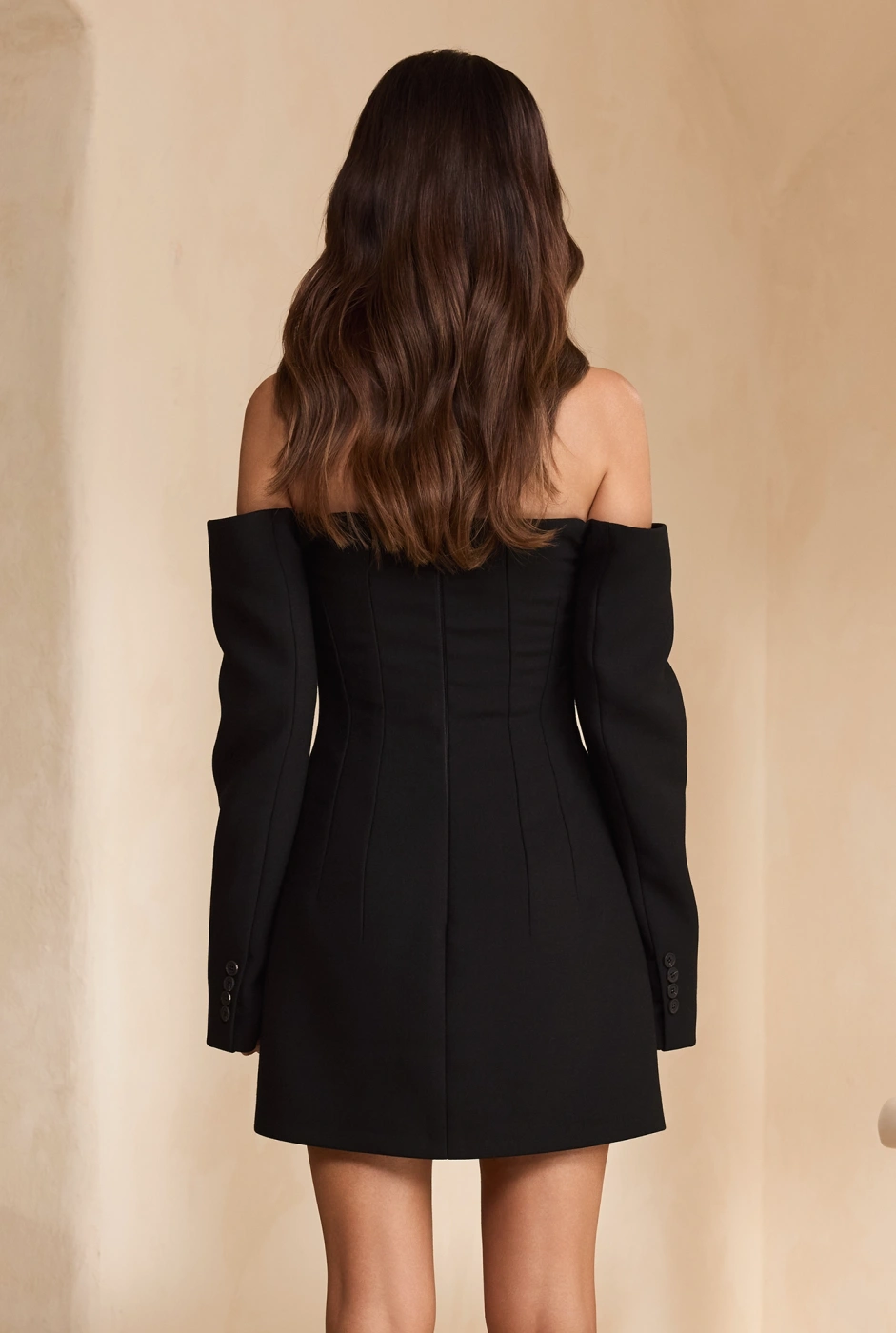 Marzia – black mini blazer dress with wool blend