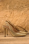 Stevie – goldene Slingback-Pumps mit Absatz