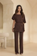 Padera – braunes Set: Bluse + Hose