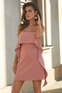 Yosma - Elegant mini corset dress with shawl, choker and underwire in dirty pink