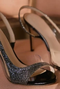 Valles - black glitter sandals with transparent details