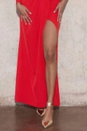 Marlene - rotes Kleid mit Rüschenmuster