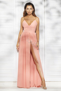 Alissa - lachsfarbenes langes Kleid