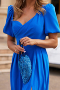 Bülent - Asymmetrisches Maxikleid mit Rüschen und seitlichem Rockteil