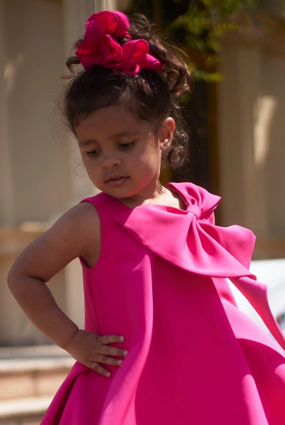 Mist - Rosa Kinderkleid mit Schleife und Haargummi