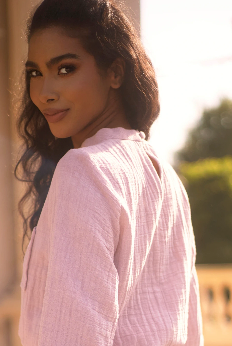 Kama - Pink tracksuit set with mini skirt and embroideries