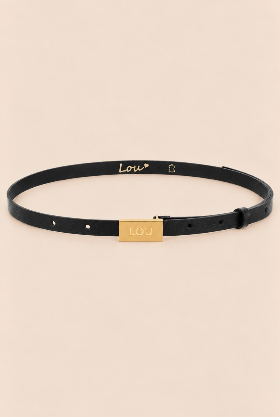Lita Belt - Elegant Black Women's Belt with Gold Lou Buckle