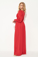 Pilar - red long dress with embroidery