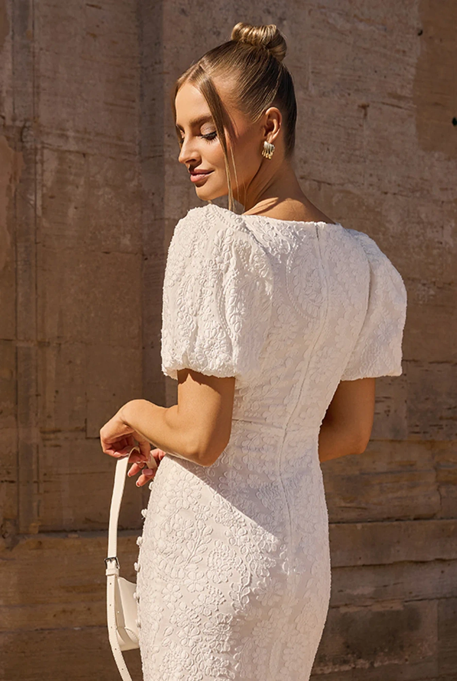 Leona - Midikleid aus dezent dehnbarem, geprägtem Stoff