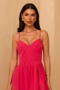 Margotta - Maxi Dress with Asymmetrical Flared Bottom and Heart-Shaped Neckline