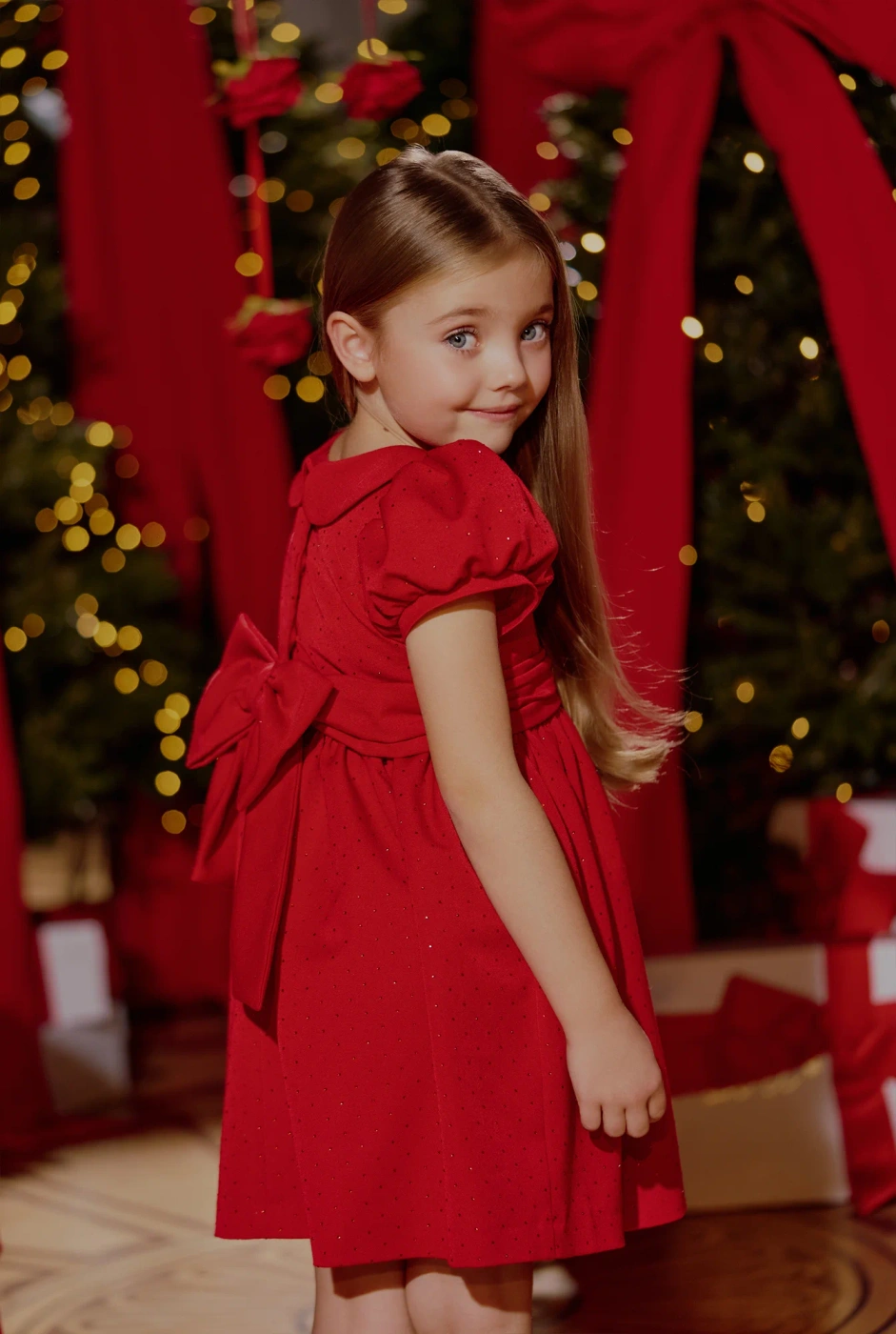 Gabi - red children's dress with rhinestones