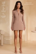 Avocada – cappuccinofarbenes Minikleid mit dekorativen Taschen