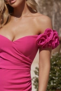 Marcelina - Corset Maxi Dress with Draping and Floral Applique