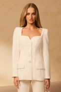 Sevil – ecru blazer with square neckline