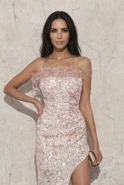 Alewya - Maxikleid mit Pailletten und Federn