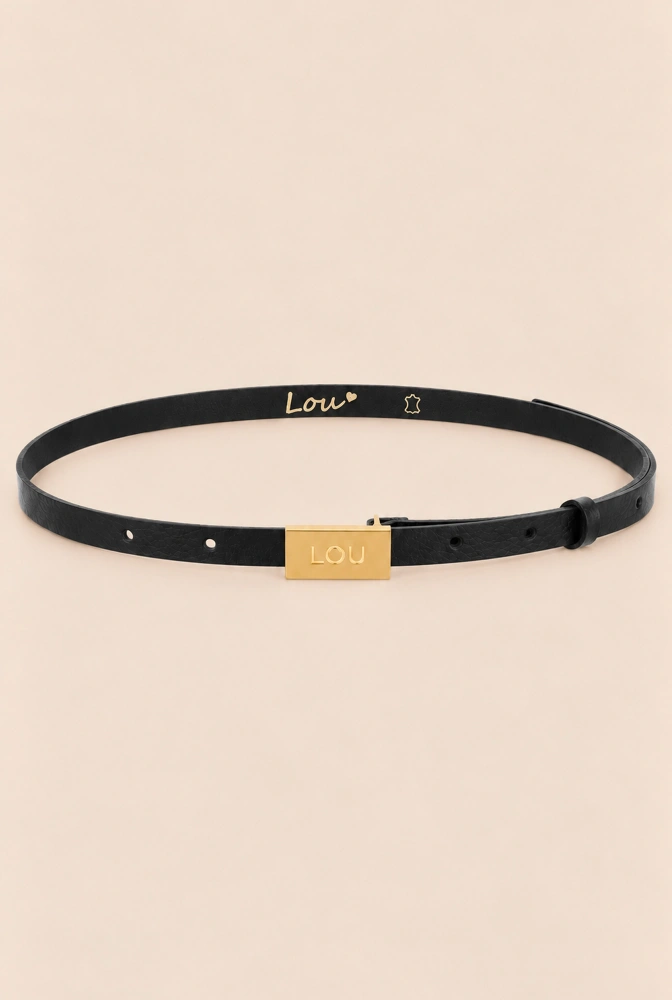 Lita Belt - Eleganter schwarzer Damengürtel mit goldener Lou-Schnalle