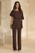 Padera – brown set: blouse + trousers