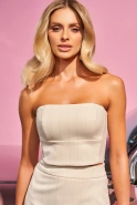 Firooze - beige top with gold stripes