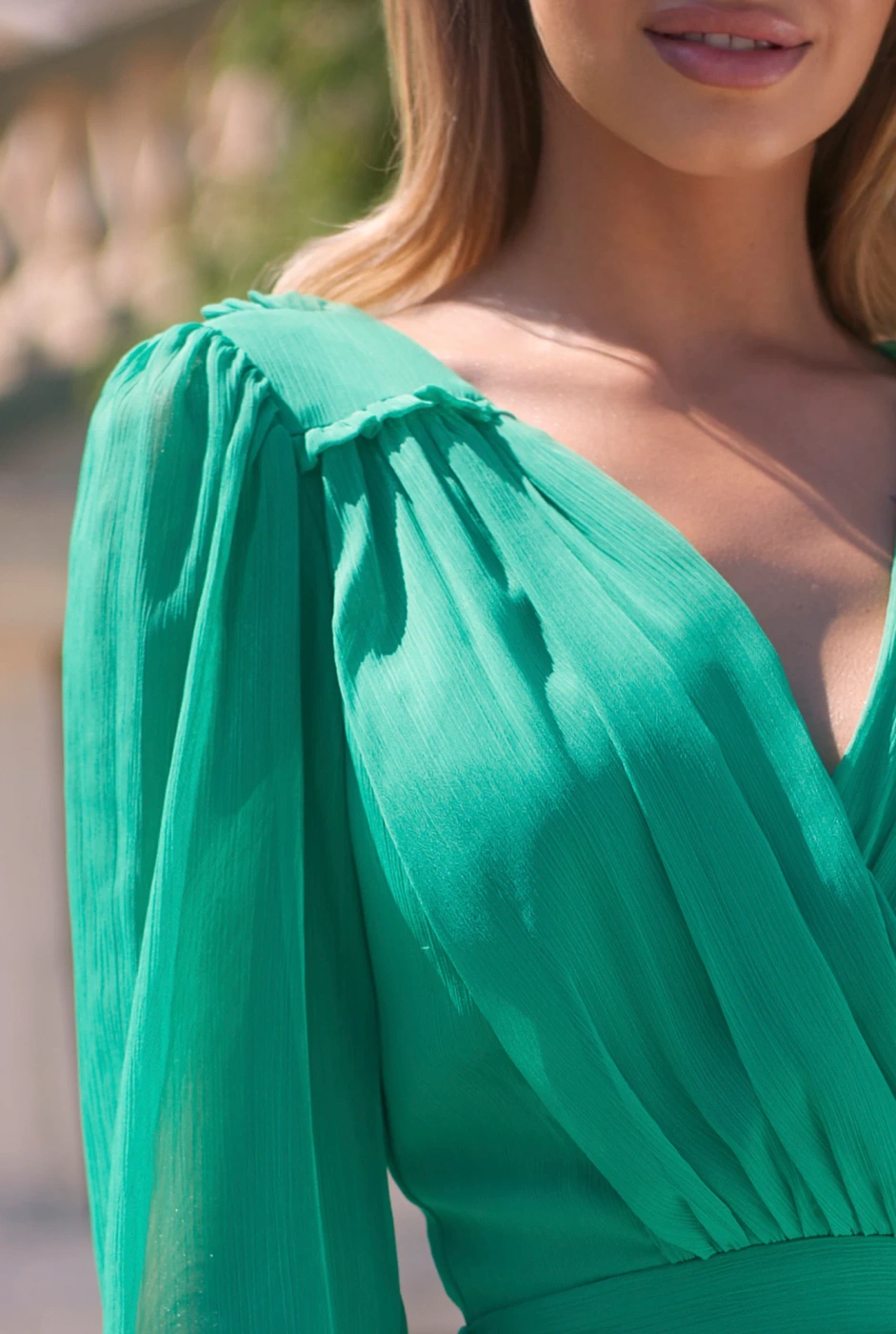 Clementine Green - aesthetics of drapery in a mini dress