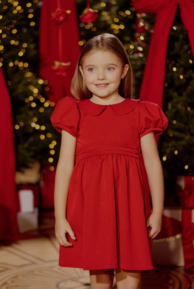 Gabi - rotes Kinderkleid mit Strasssteinen
