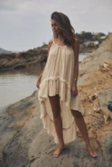 Bina - Boho beige Maxikleid