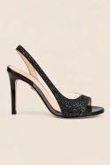 Valles - schwarze Glitzersandalen mit transparenten Details