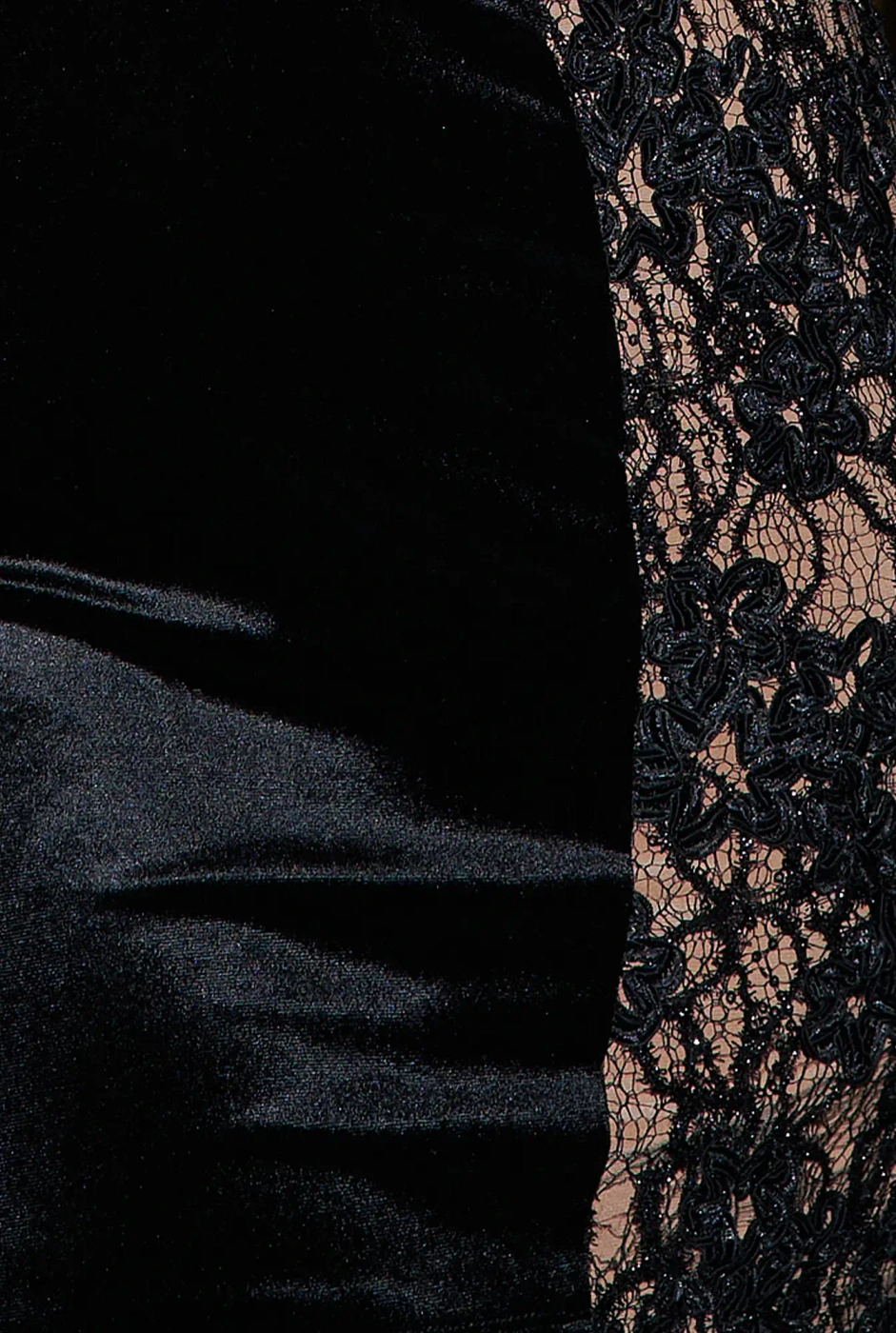 Devina – black mini dress with lace insert