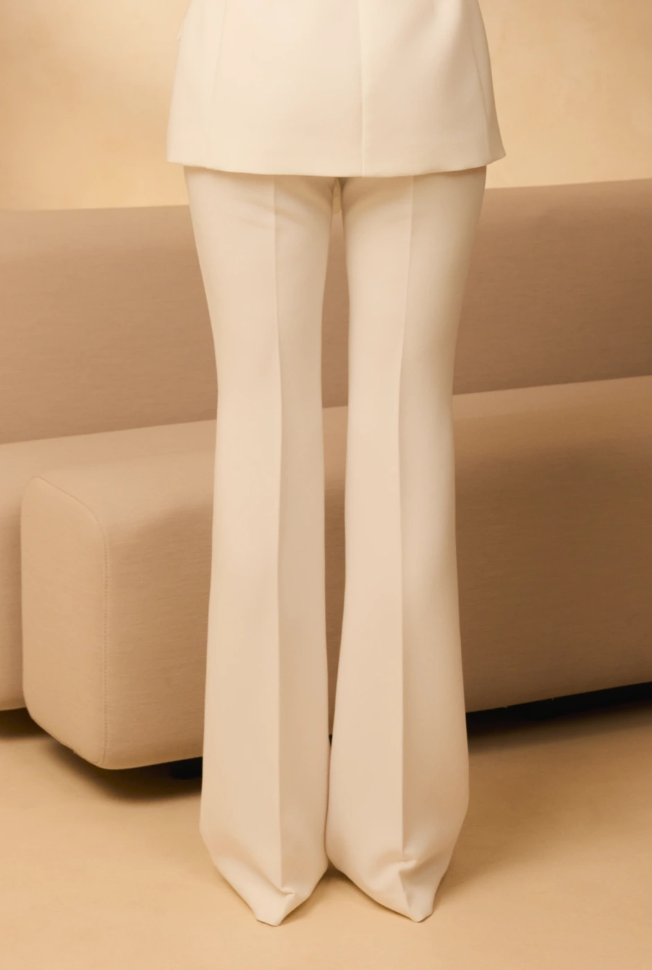 Sevil – ecru high-waisted trousers