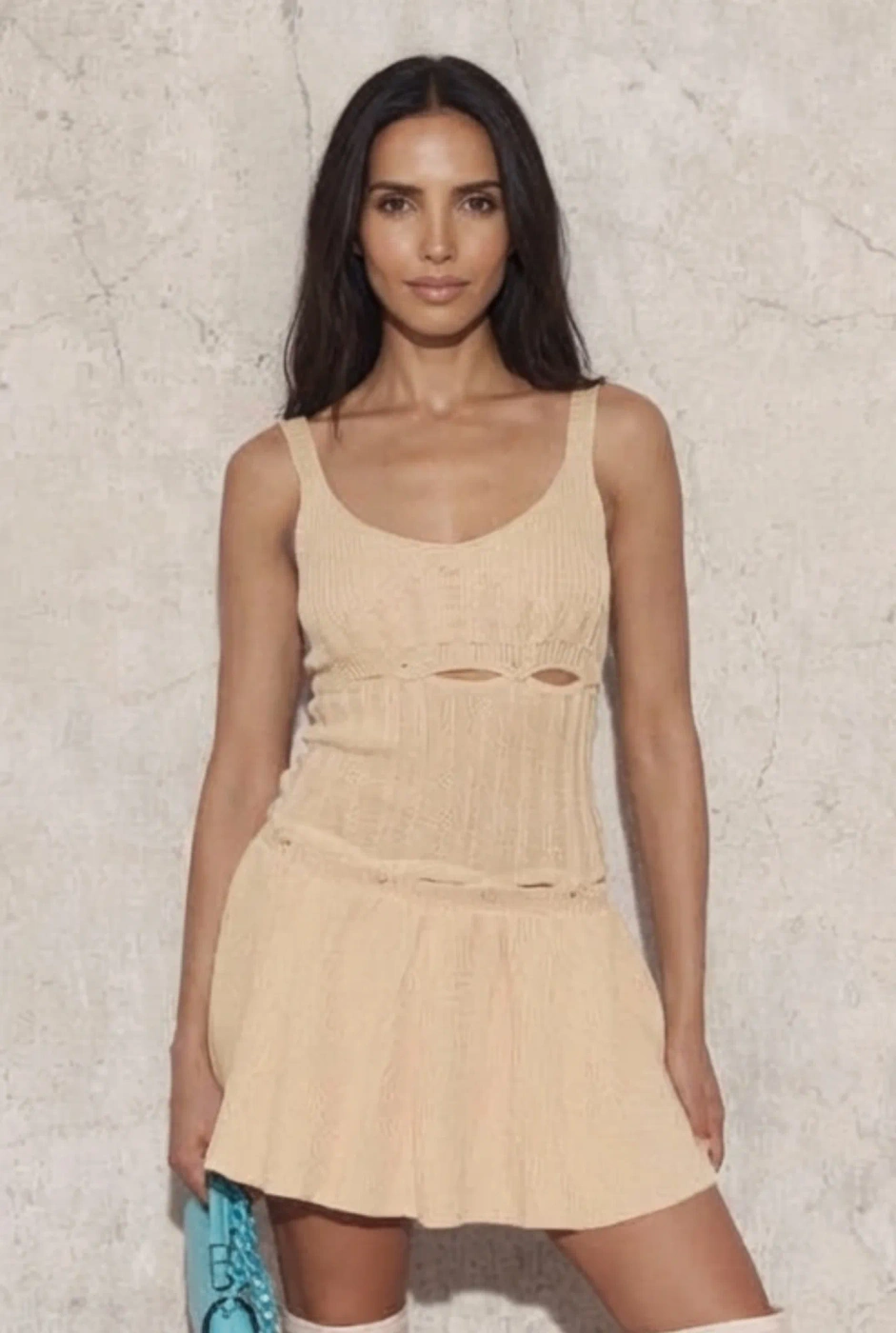 Lori Beige - Strickkleid mit Trägern
