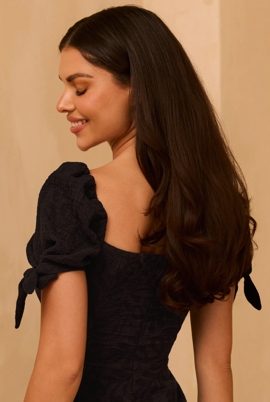 Sabrina – black mini dress with puff sleeves