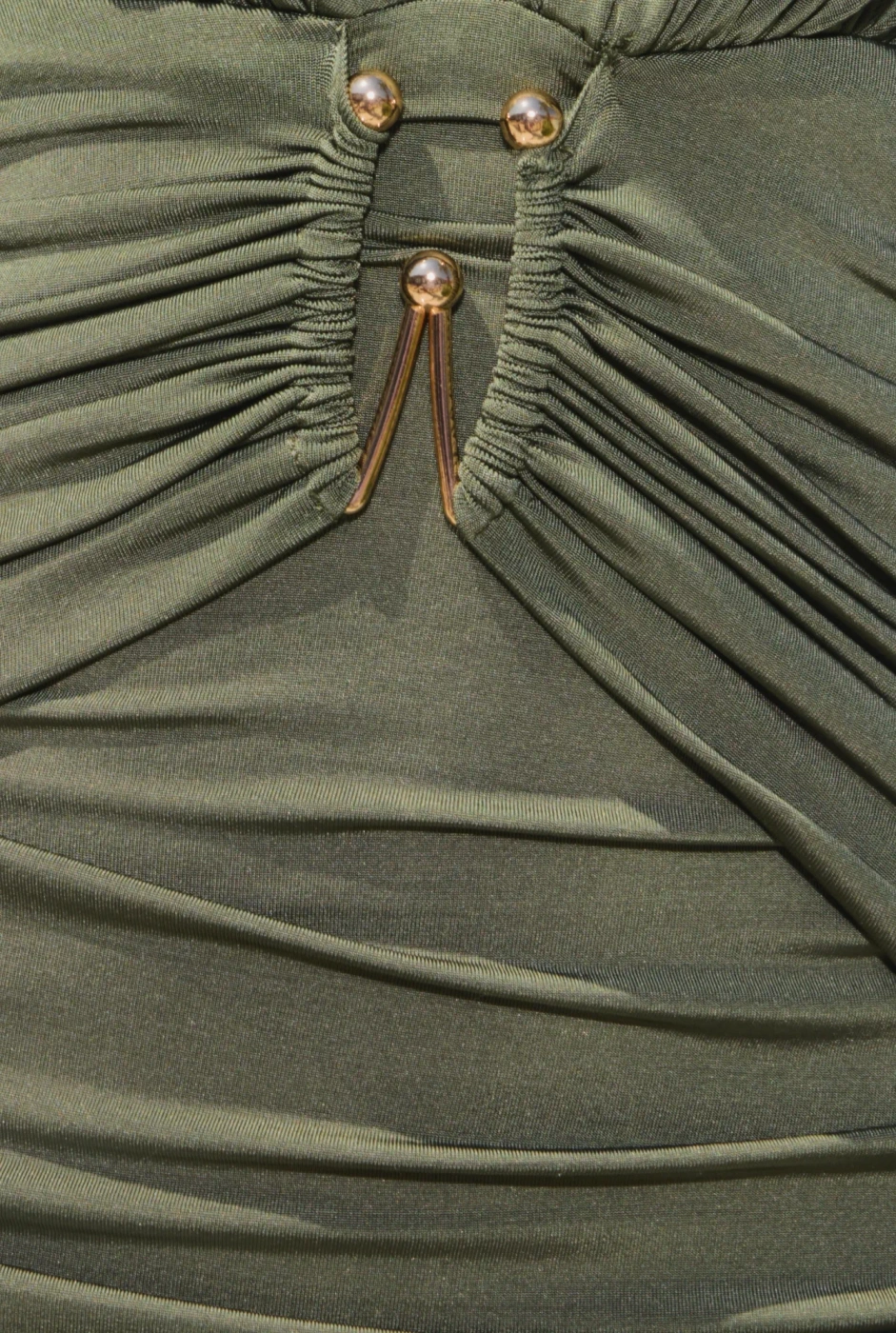 Radmila – Maxi-Neckholder-Kleid in Flaschengrün