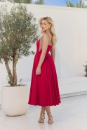 Lizbeth - red midi dress with a flared silhouette