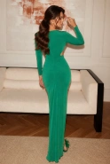 Sinem - smaragdgrünes Maxikleid mit Drapierung