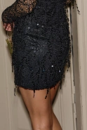 Ketnis - black mini with fringes on lace