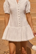 Aleev - Weißes Minikleid mit floraler Stickerei