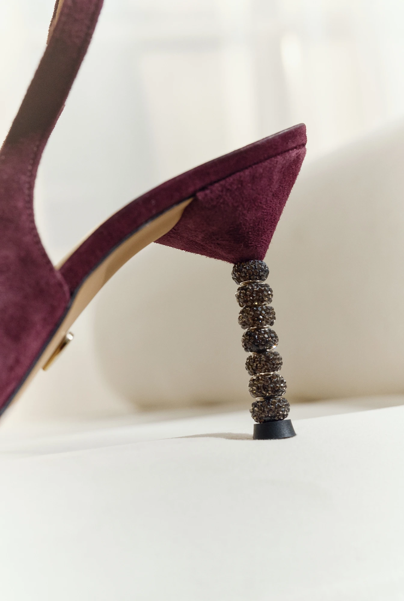 Briella – burgundy high heels with rhinestones in the heel