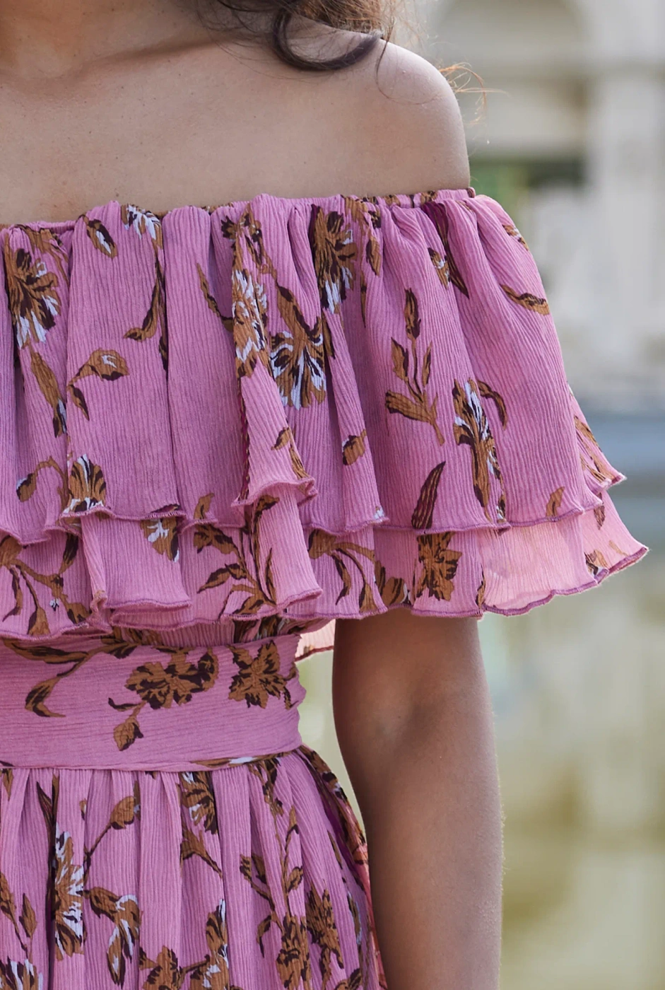 Lavinia - Midi dress in dirty pink with floral prints