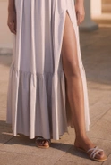 Kamalla Grau - Maxikleid im natürlichen Stil