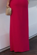 Hayami – schwarzes Maxikleid mit plissierter Vorderseite