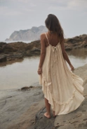 Bina - Boho beige Maxikleid