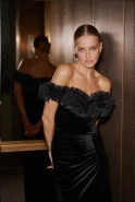 Klaudia – black maxi dress with floral embellishment