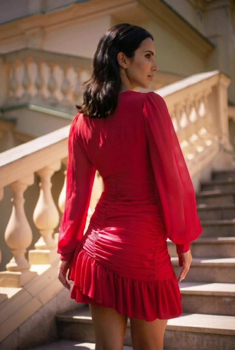 Clementine Red - gecrinkeltes Minikleid in Rot
