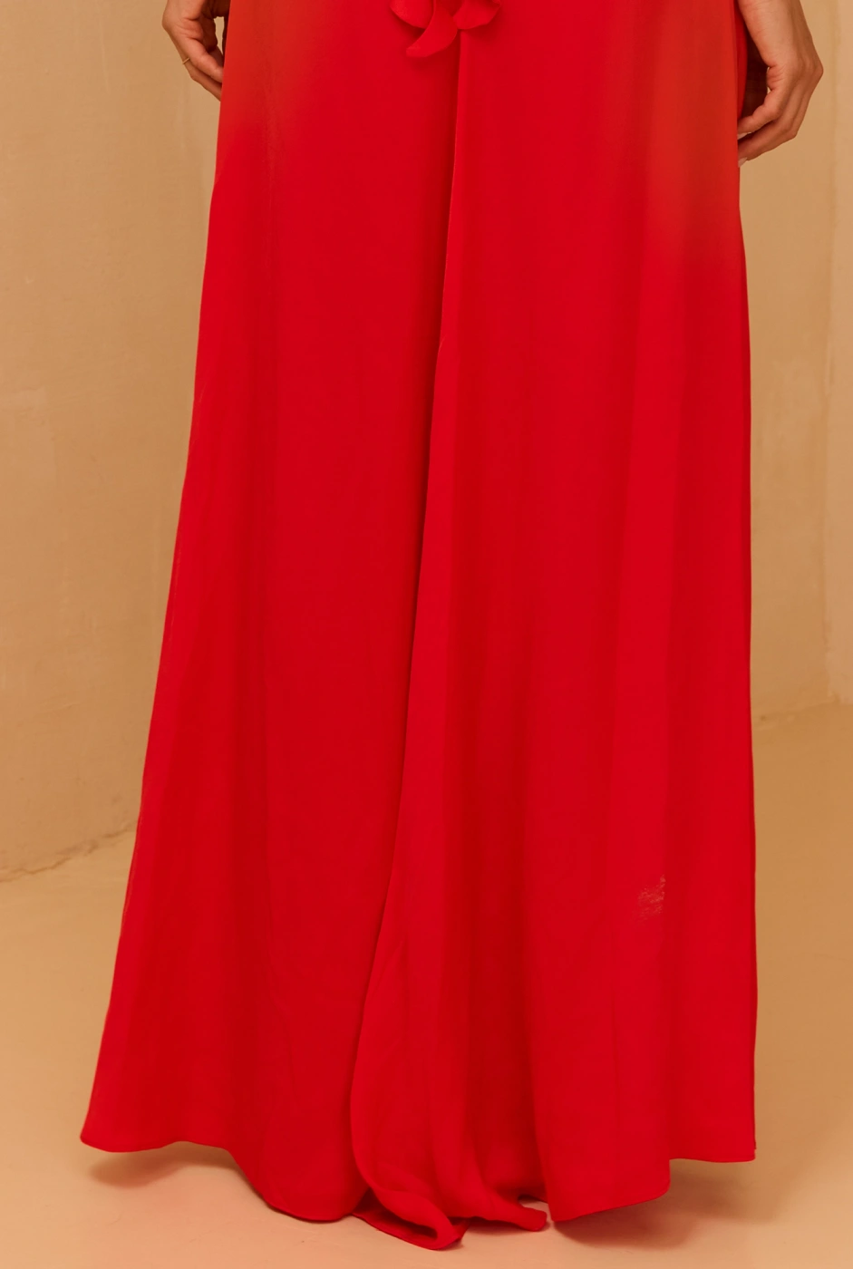 Nazani - Viscose Maxi Empire Dress with Adjustable Straps and Handmade Applique on the Bust