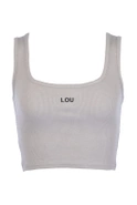 Zorca Grey - a classic gray top with a caption